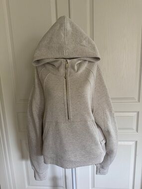 NWT. Lululemon Scuba Oversized Half-Zip Hoodie Heathered Bone/Gold Size XL/XXL